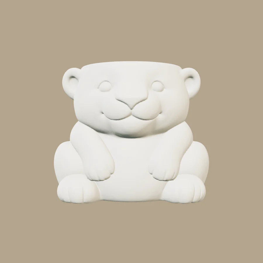 Maceta con forma de cachorro de jaguar · vista previa 3D