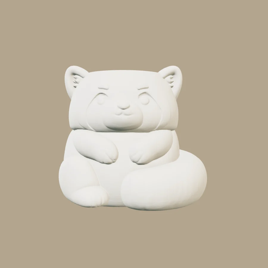 Maceta con forma de panda rojo · vista previa 3D