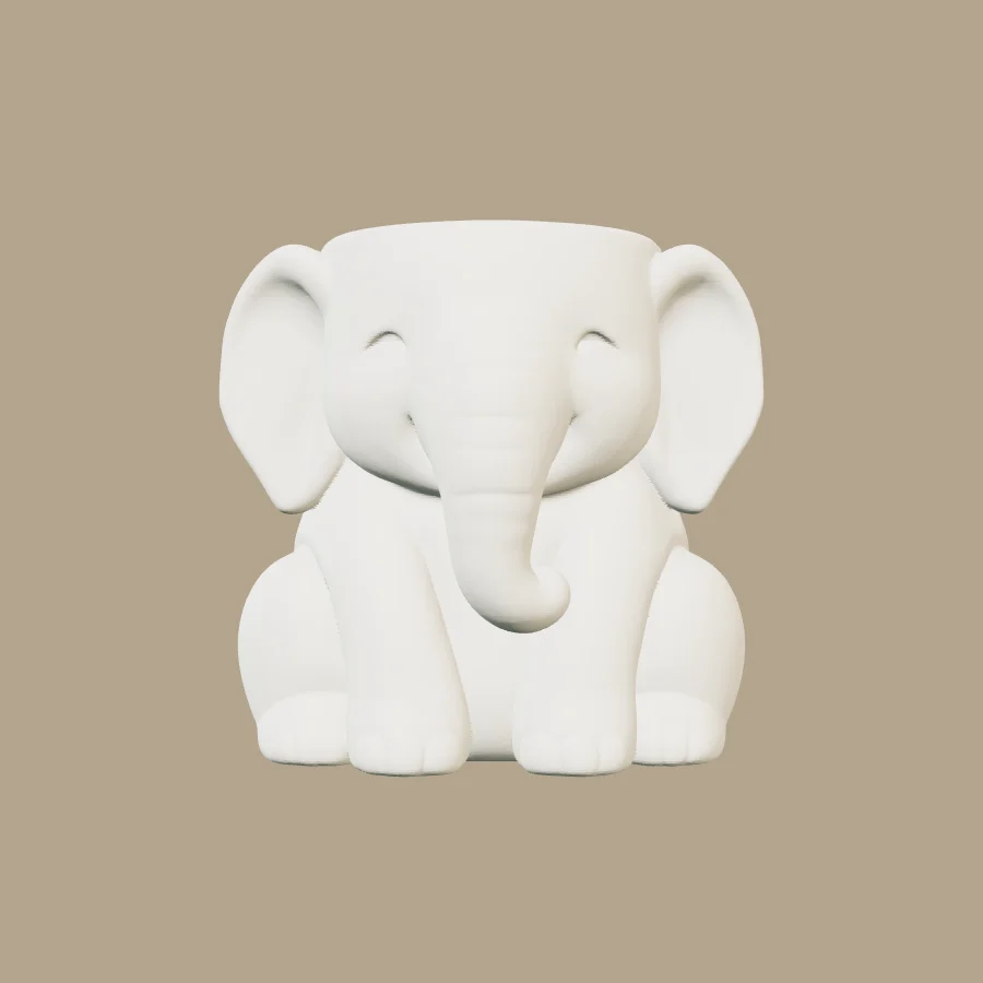 Maceta con forma de elefante bebé · vista previa 3D