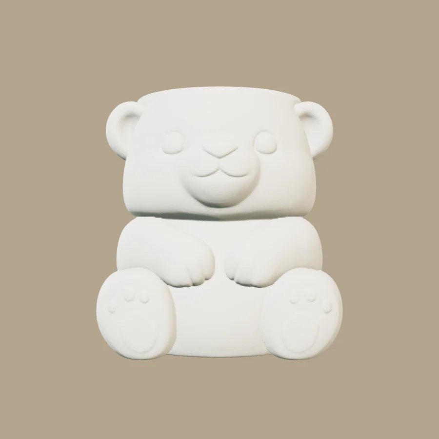 Maceta con forma de cachorro de oso · vista previa 3D