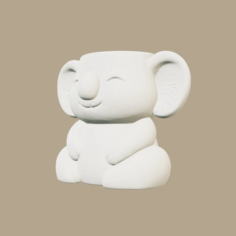 Maceta con forma de koala · vista previa 3D