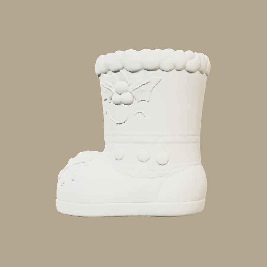 Maceta decorativa con forma de bota navideña · vista previa 3D