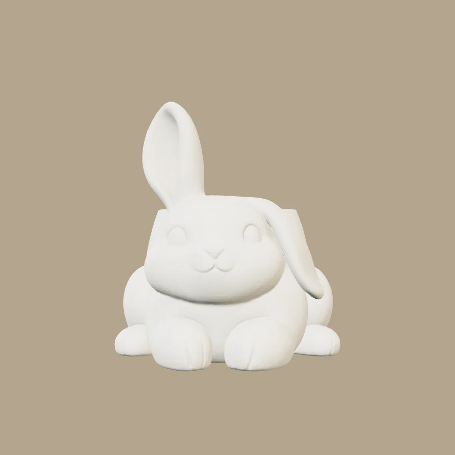 Maceta con forma de conejo · vista previa 3D