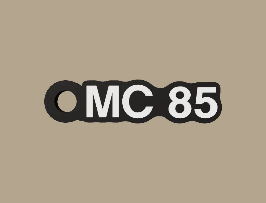 Llavero GASGAS MC 85, base negra y texto blanco, vista frontal del modelo 3D