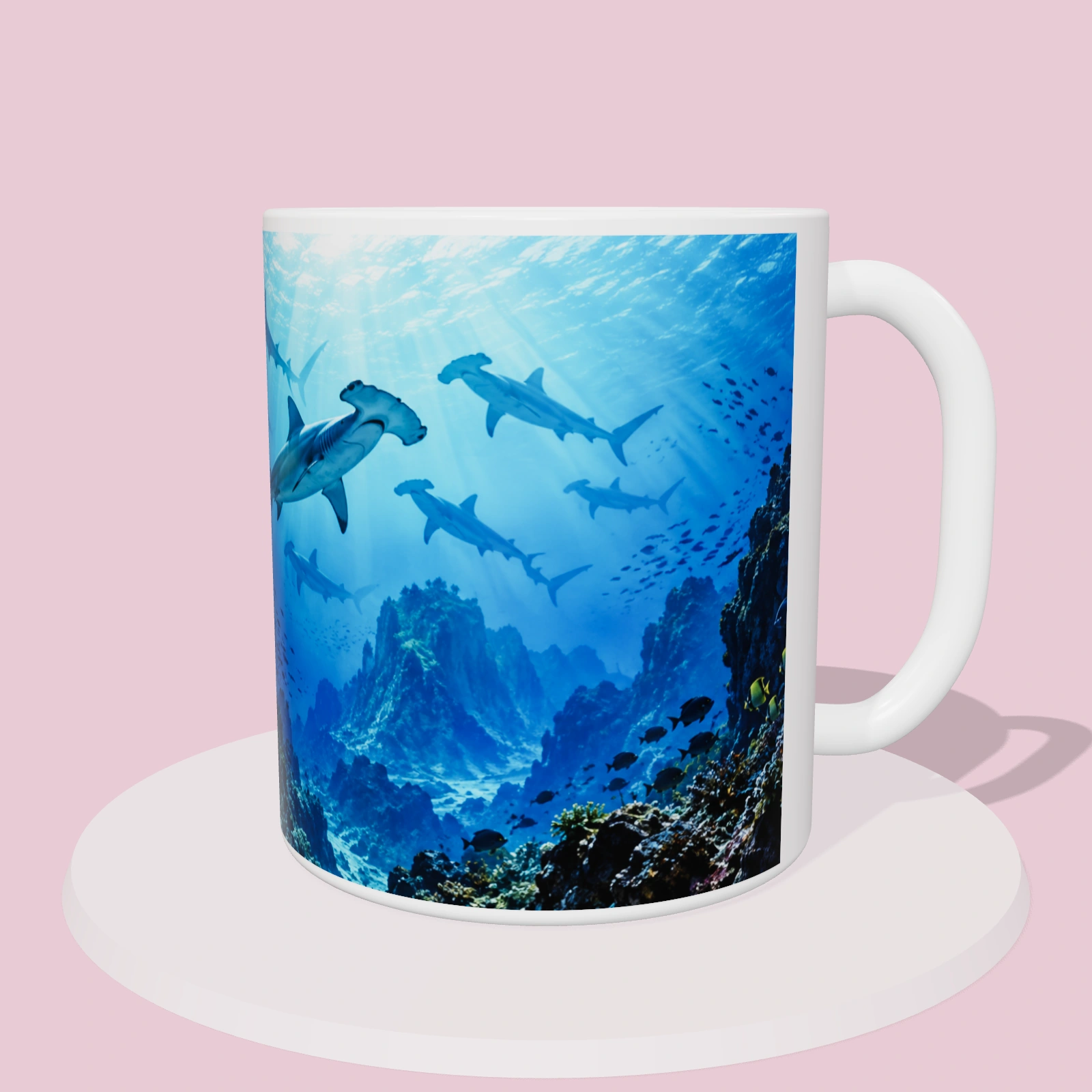 Taza Costa Rica: Buceo en Isla del Coco, vista 3D del diseño sublimado en la taza