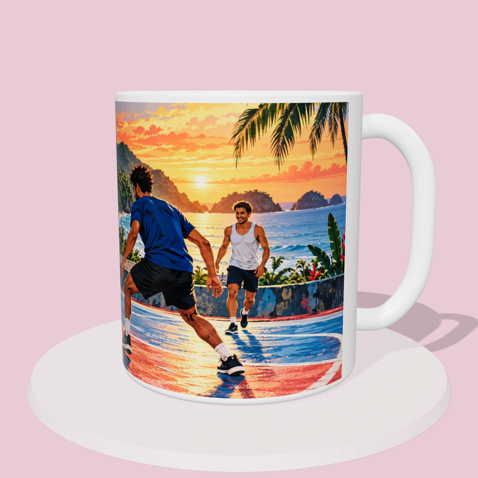 Taza Costa Rica: Fútbol callejero tico, vista 3D del diseño sublimado en la taza