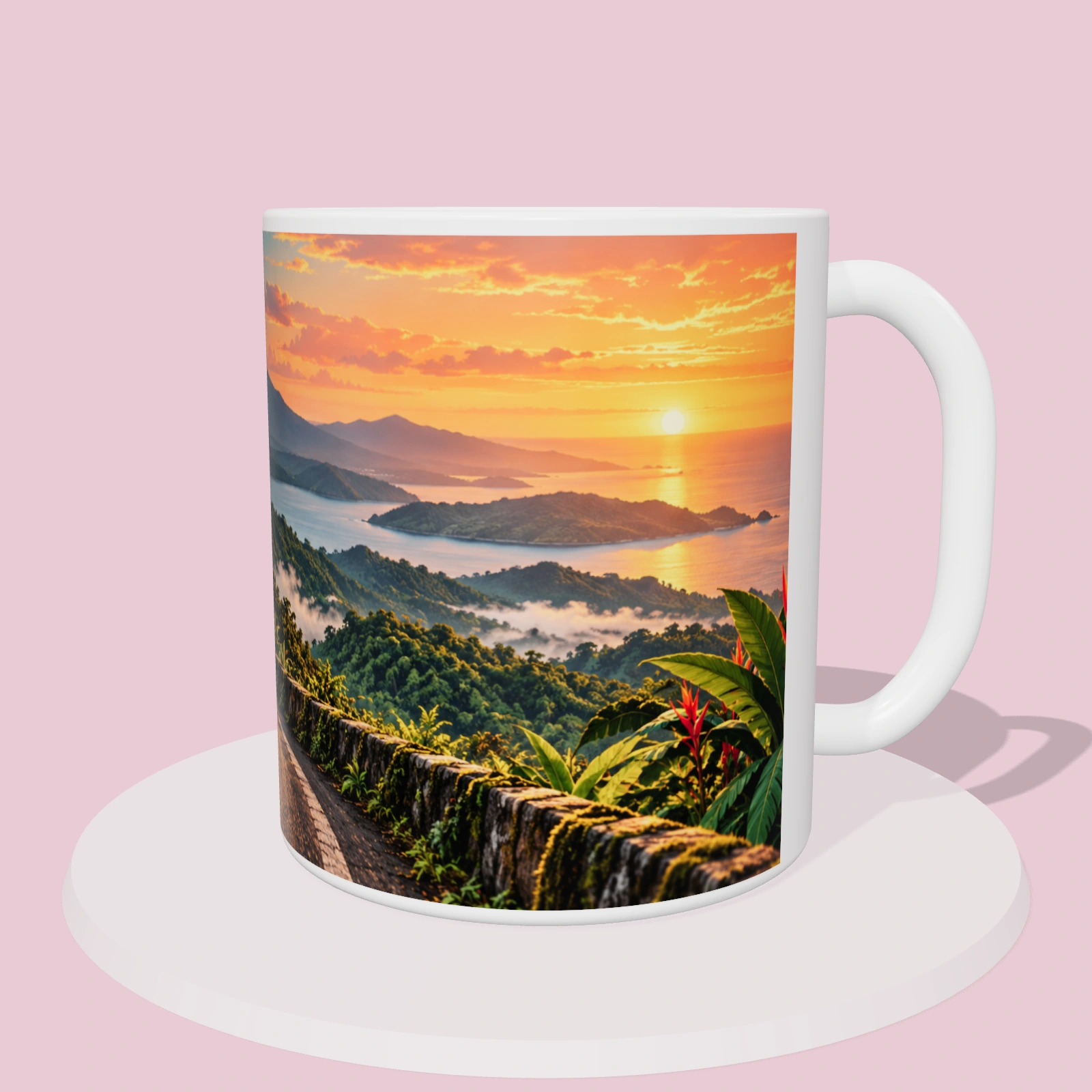 Taza Costa Rica: Ruta en moto por Tilarán, vista 3D del diseño sublimado en la taza