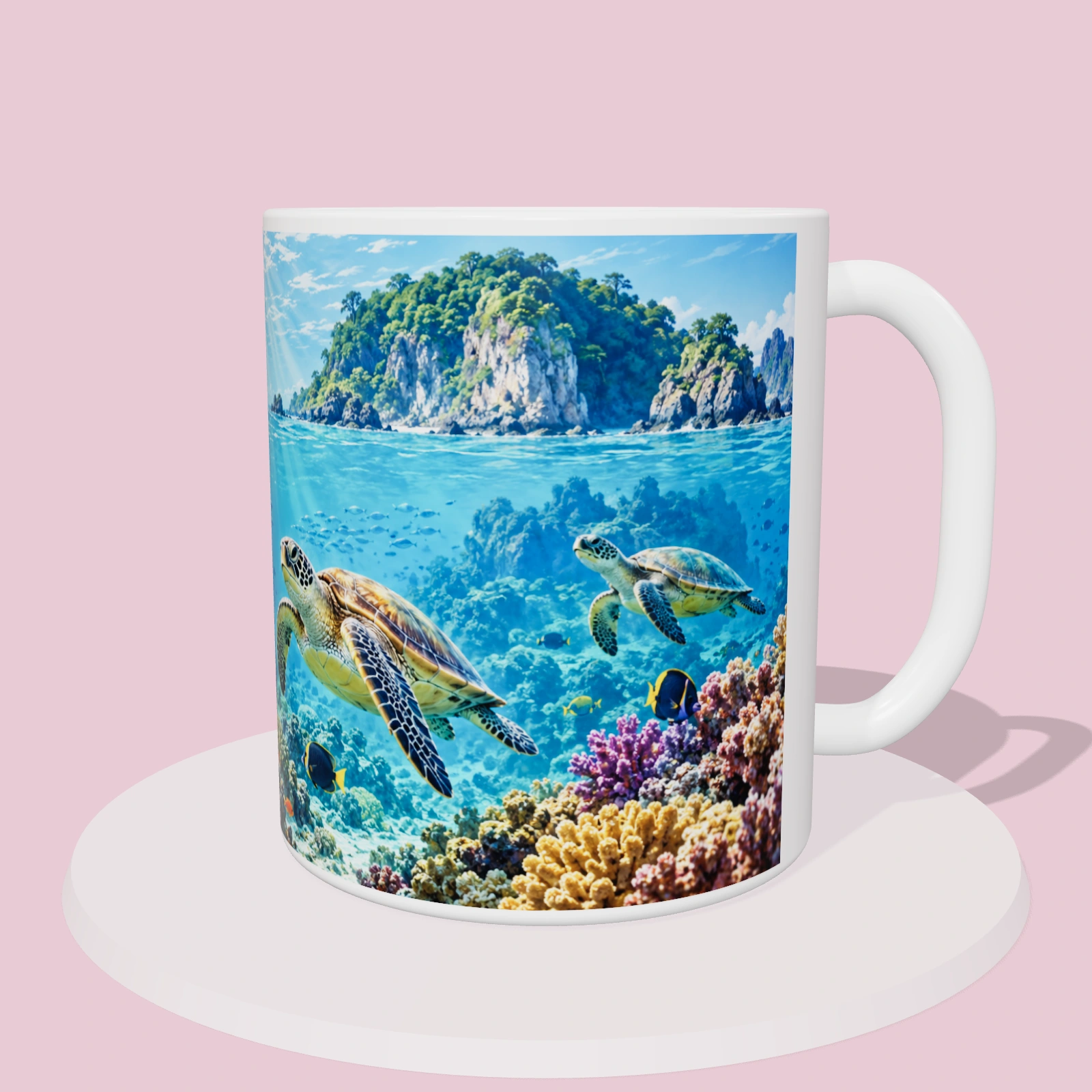 Taza Costa Rica: Snorkel en Isla del Caño, vista 3D del diseño sublimado en la taza