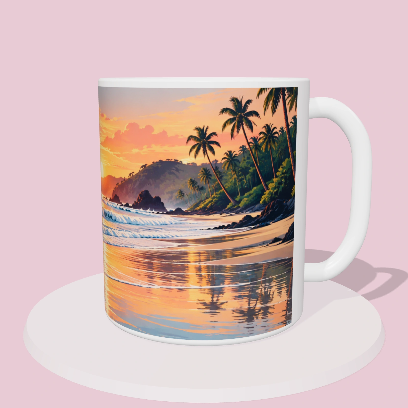 Taza Costa Rica: Surf en Santa Teresa, vista 3D del diseño sublimado en la taza