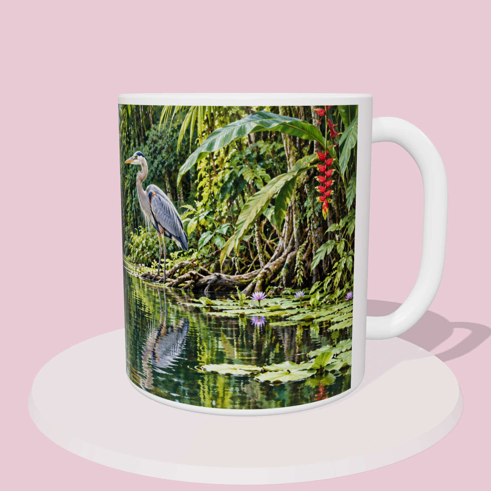 Taza de Costa Rica - Canales de Tortuguero, vista 3D del diseño sublimado en la taza